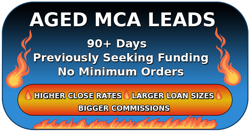 Aged MCA Leads Aged Merchant Cash Advance Leads (Aged MCA Leads) may have lower success ratios when compared to MCA Live Transfers...